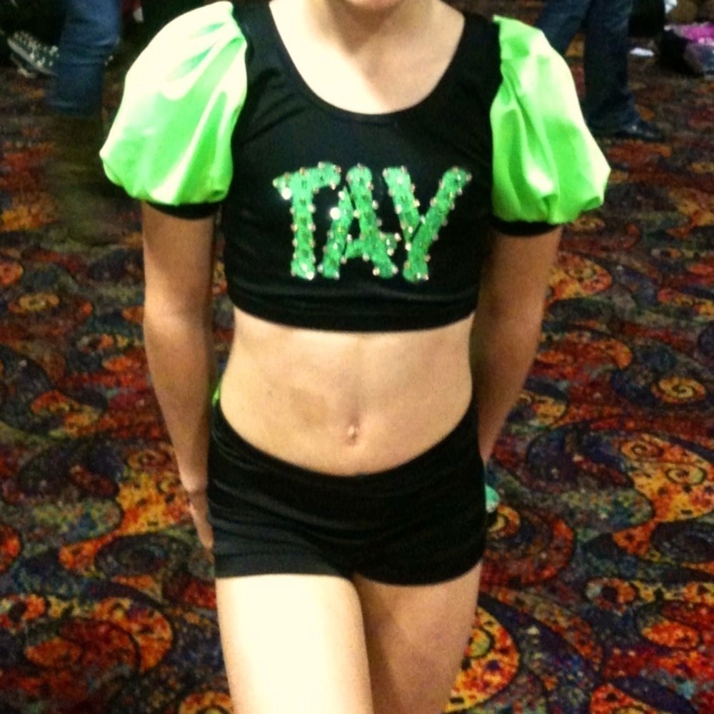 Neon Green Big Bow Street Dance Costume